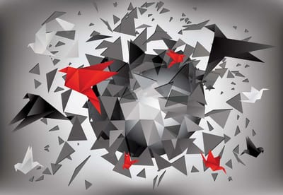 Fotobehang Explosion Birds Abstract | XL - 208cm x 146cm | 130g/m2 Vlies