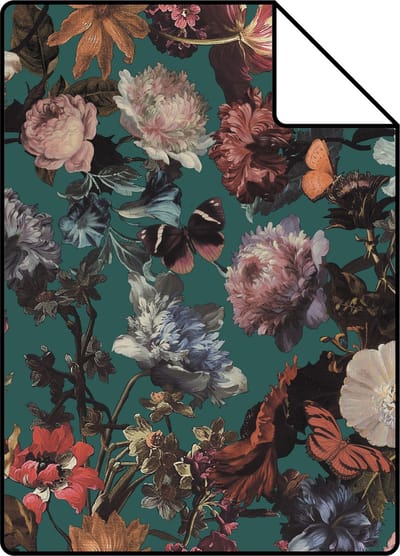 Proefstaal ESTAhome behang bloemen smaragd groen - 26.5 x 21 cm - 139171-S