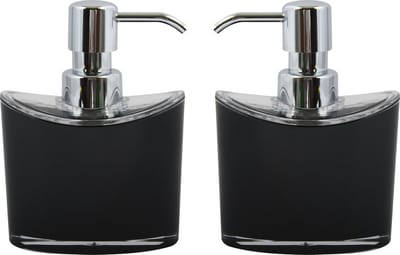 MSV Zeeppompje/dispenser Aveiro - 2x - PS kunststof - zwart/zilver - 11 x 14 cm - 260 ml