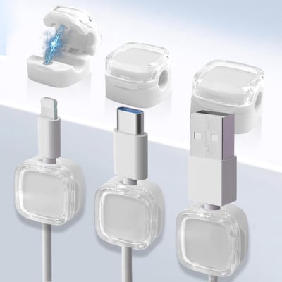 Magnetische Kabelclips voor Kabelopslag - 6 Stuks, Ideaal voor Thuis en Kantoor, Organiseer je Oplaadkabels en Draden Efficiënt