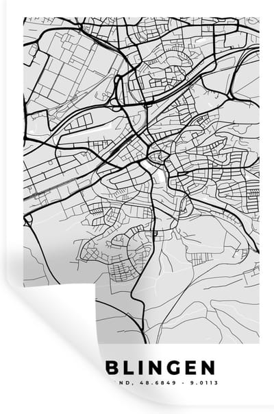 Muurstickers - Sticker Folie - Stadskaart - Böblingen - Plattegrond - Kaart - Duitsland - 20x30 cm - Plakfolie - Muurstickers Kinderkamer - Zelfklevend Behang - Zelfklevend behangpapier - Stickerfolie