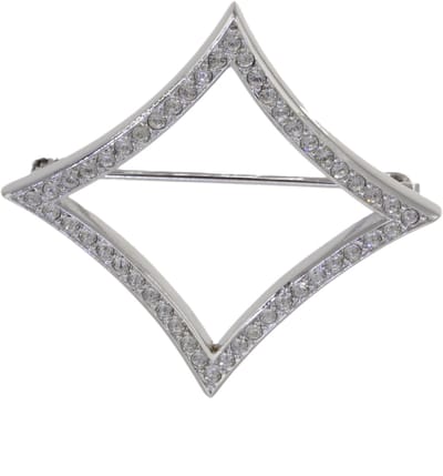 Behave – broche – transparant – zilverkleurig – kristal – elegant – feestelijk