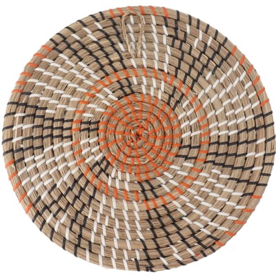 Sets de table tissés en herbe, style nordique, ronds et innovants, pour table à manger, décoration murale 30cm/11.8in beige
