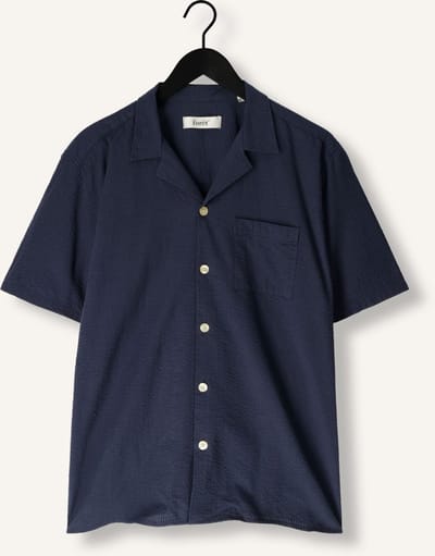 Forét Hush Seersucker Ss Shirt Overhemden Heren - Donkerblauw - Maat XXL