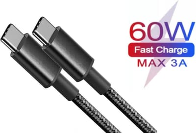 USB-C Snoer - 60W - USB C naar USB C - 2 Meter Lang - Sterke USB Type C Kabel - Datakabel - 480MBps - Voor GSM, Smartphone, Tablet, Telefoon, Laptop