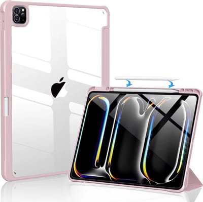 Hoes Geschikt voor iPad Air 2024 (11 inch) Smart Case Inclusief auto-wake Functie - Ruimte voor Apple Pencil - Hoesje Geschikt voor iPad Air 6 (11 inch) Book Case - Roze