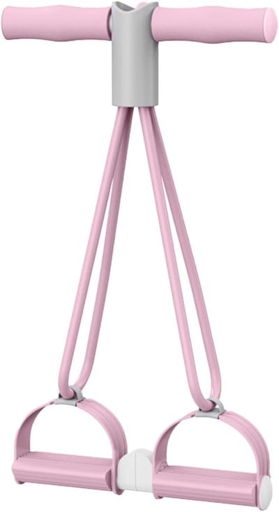 Pedaaltrekapparaat - Stretchbanden - Thuis sporten - Antislip handgrepen - Compact ontwerp - Roze
