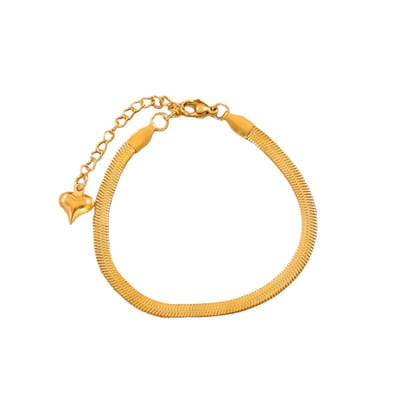 Plux Fashion Snake Armband - Goud - 3mm/8cm + 5cm verlengstuk - Sieraden - Gouden Armband - Snake Bracelet - Stainless Steel - Sieraden - HipHop Armband - Schakel Armband - Sieraden Cadeau – Hart bedel - Duurzame Kwaliteit - Halloween - Oktoberfeest