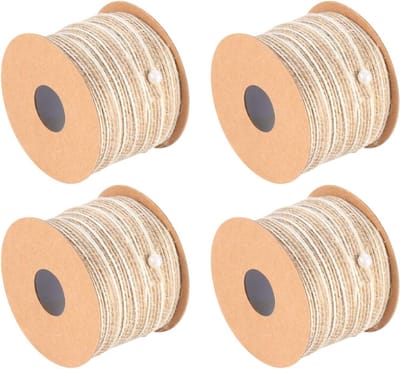 Natuurlijke Jute Touw voor Creatieve Projecten, Cadeauverpakking en Bruiloft Decoratie - 4 Rollen van 5mm × 10m