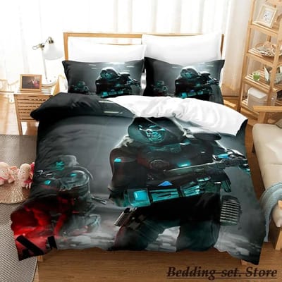 Game Call of Duty Simon Ghost Riley Beddengoed Set Cartoon Anime Driedelige Set Volwassene Kind Slaapkamer Dekbedovertrek Sets 3D Schietspel EU Double 200x200cm