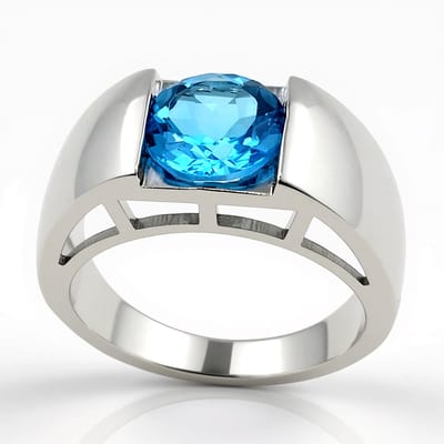 Cavill - Marambaia Topaas Ring 2,088 ct - 925 Sterling Zilver Gerhodineerd - Moderne Geometrische Blauwe Edelsteen Ring - Luxe Sieraden Dames