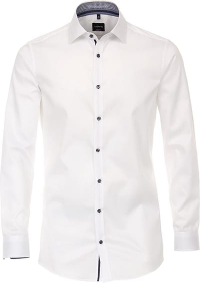 VENTI body fit overhemd - wit twill (contrast) - Strijkvriendelijk - Boordmaat: 39 (EU maat: M)