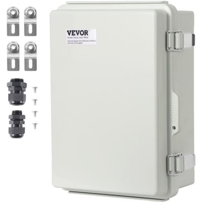 VEVOR Elektrische Aansluitdoos voor Buiten, 300 X 200 X 180 Mm, Abs-Kunststof Elektrische Behuizing Met Scharnierend Deksel, Roestvrijstalen Vergrendeling Ip67 voor Elektrische Projecten Buitenshuis