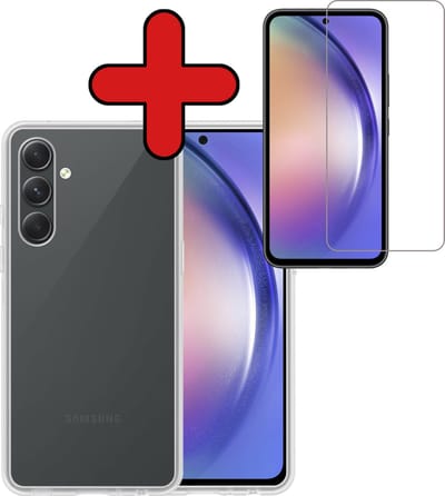 Hoesje - Met Screenprotector - Geschikt voor Samsung Galaxy A54 - Sterk & Shockproof - Telefoon Hoes - Back Cover - Siliconen Case - Telefoonhoes - Transparant