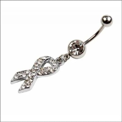 Aramat Jewels | Navelpiercings | Transparante Pink Ribbon Navelpiercing met Zirkonia | | | |10mm | Staal | Volwassenen | Verkleurd niet