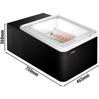 GGM Gastro Tisch-Eisvitrine - 460mm - Statisch - für 2x 5 Liter Eisbehälter - Deckelöffnung zur Kundenseite Zwart / Wit