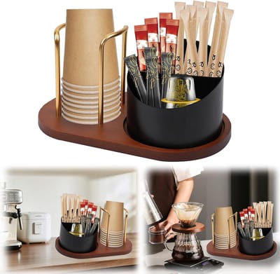 Praktische Organizer voor Koffie en Thee met Dispenser voor Wegwerpbekers en Suikerporties voor Thuis of Kantoor