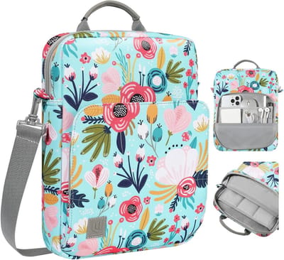 Schoudertas met handvat voor tablet 9/8/7 inch, geschikt voor iPad Pro, Galaxy Tab en meer, met bloemenprint