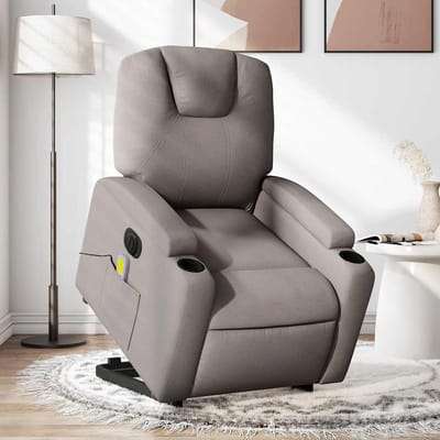 vidaXL - Sta-op-massagestoel - elektrisch - verstelbaar - stof - taupe