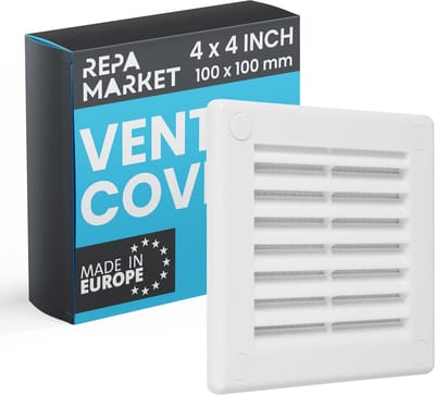 Ventilatieopening Vierkant - Inlaatluchtrooster Grill - Muur Luchtcirculatie - Met Nylon Gaas - 100 x 100 mm - Wit
