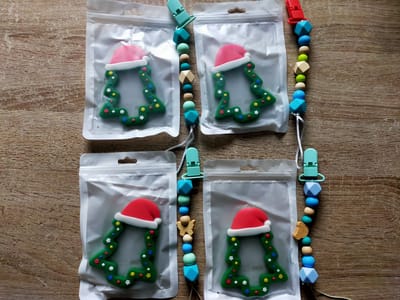 Bijtketting | Bijtring siliconen | Baby speelgoed | Bijtring | Speelgoed | kerst | Kerstboom |