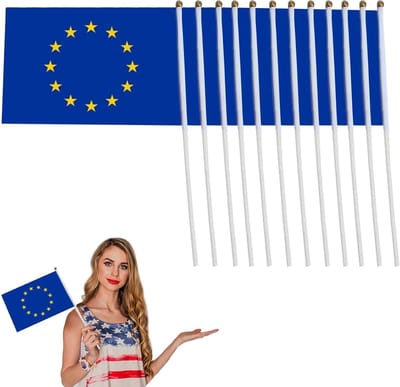 Handheld Mini Europese Vlaggen - EU Vlaggen voor Parades, Feesten en Carnaval - 14 x 21 cm, Set van 10 Stuks