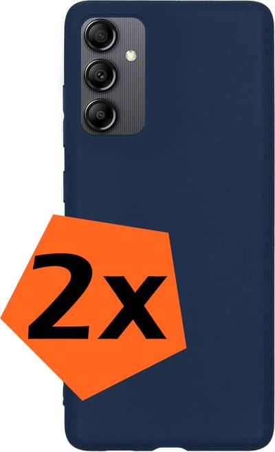 Hoes - 2 Stuks - Geschikt voor Samsung Galaxy A14 - Sterk & Shockproof - Case Siliconen - Back Cover - Telefoon Hoes - Donkerblauw