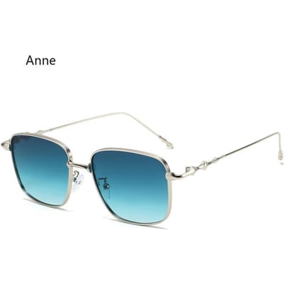 Vierkante Zonnebrillen met Metalen Frame Vintage Kleine Vierkante Zonnebrillen High-End UV400 Bescherming Brillen zonnebril voor mannen blue