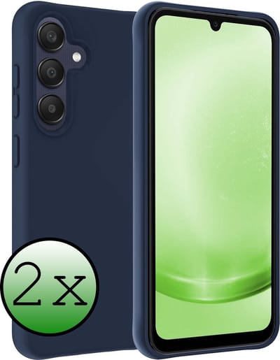 Hoesje 2 Stuks - Geschikt voor Samsung Galaxy A25 - Sterk & Shockproof - Case Siliconen - Back Cover - Telefoon Hoes - Donkerblauw