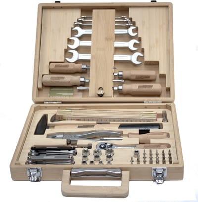 Brüder Mannesmann Eco Gereedschapskoffer van Bamboehout - M29003 - 75-delig - Houten handgrepen - Ecologisch - 10 jaar garantie - Cadeautip