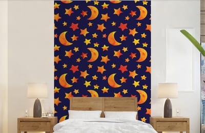 Behang - Fotobehang Sterren - Nacht - Patronen - Kind - Breedte 140 cm x hoogte 220 cm