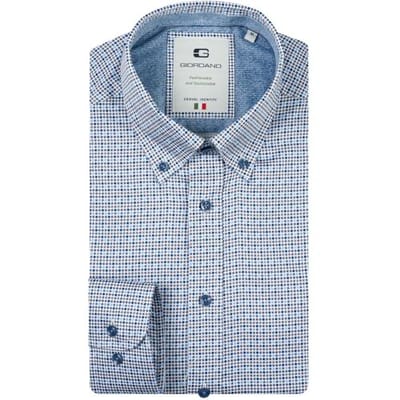 Giordano Overhemd Loretto Allover Mini Squares Satin Stretch Navy / male