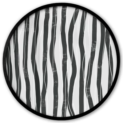 Poster in lijst Rond - Fotolijst 40x40 cm - Posters - Kunst - Abstract - Lijnen - Zwart - Wit - Ronde posterlijst zwart - Decoratie - Wanddecoratie woonkamer - Muurdecoratie slaapkamer