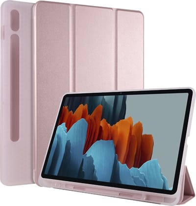 Hoesje geschikt voor Samsung Galaxy Tab S7 Plus 12.4 inch SM-T970 Tab S7+ Tablet Hoes Tri Fold Case Smart Cover