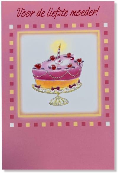 Moederdag Wenskaart Taart Voor de Liefste Moeder- 12x17cm - Gevouwen kaart inclusief envelop - Moederdagkaart
