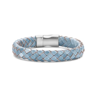Frank 1967 bracelet denim blue braided leather 20cm ips