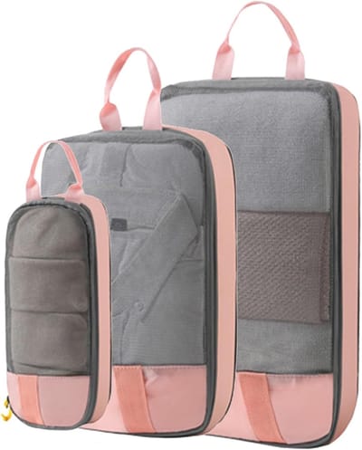 Reis Inpak Cubes - Kleding Organizers - Efficiënt Inpakken - Compressie Ontwerp - 3-delige Set - Roze