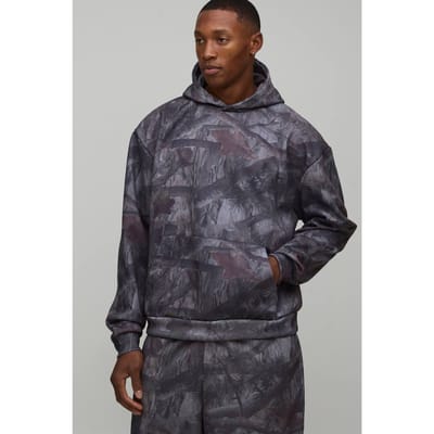 Gewassen Camo Boxy Oversized Hoodie | Size XS