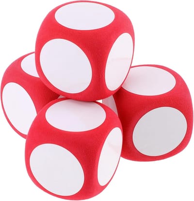 Uitwisbare Dobbelstenen - Schuim Dobbelstenen - Educatief Spel - Lichtgewicht Materiaal - 4 stuks 6 cm - Wit