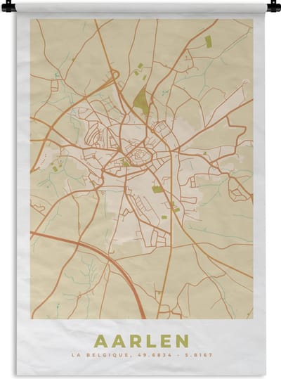 Wandkleed - Wanddoek - Kaart - Stadskaart - Plattegrond - Aarlen - Vintage - 120x180 cm - Wandtapijt