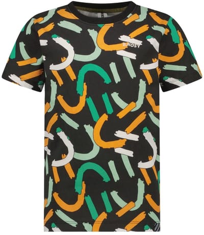 B.Nosy - B.Nosy T-shirt Timmy zwart Smiley - 85.0 - Maat 104