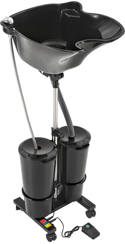 Velori Mobiele Shampoobak - Draagbare Haarwasbak - Verstelbare Wasunit - Salon Wastafel met 2 Emmers - Elektrische Waterpomp - 10L x 2 Capaciteit
