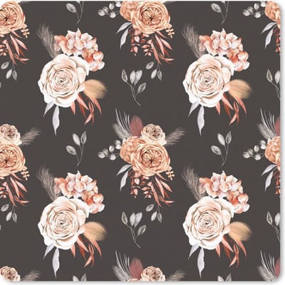 Muismat 20x20 cm - Mousepad Bloemen - Bohemian decoratie - Zwart - Muismatten