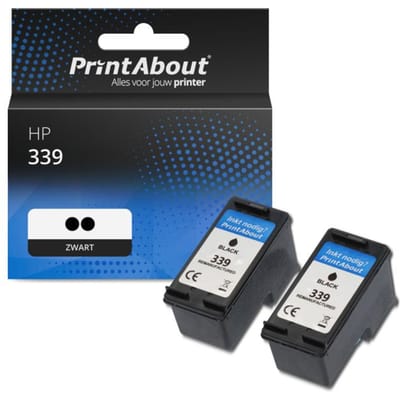 PrintAbout huismerk Inktcartridge 339 (C8767EE) Zwart Multipack 2-pack Geschikt voor HP