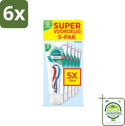 Aquafresh Tandpasta Coolmint - Fris en Beschermend - Voordeelverpakking - 5 tubes - Voordeelverpakking - 6 stuks - Tandpasta - Tandenpoetsen