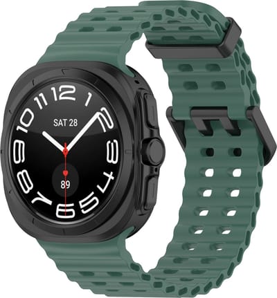 Strap-it Ocean siliconen smartwatch bandje - geschikt voor de Samsung Galaxy Watch Ultra 2 (2026) / Ultra (2024/2025) - donkergroen