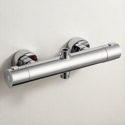 Auralum Max Thermostatische Douchekraan - Douchemengkraan met Dubbele Uitgang - 15 cm - Thermostaatkraan - Inclusief koppelingen - Waterbesparend - Chroom