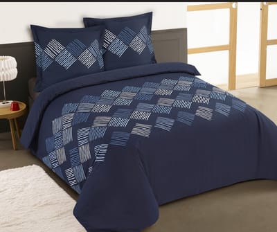 VISION Nora Dekbedovertrekset - 100% katoen: zacht en soepel - Tweepersoons - Dekbedovertrek 200 x 200 cm met 2 bijhorende slopen - Blauw - Oekotex gecertificeerd