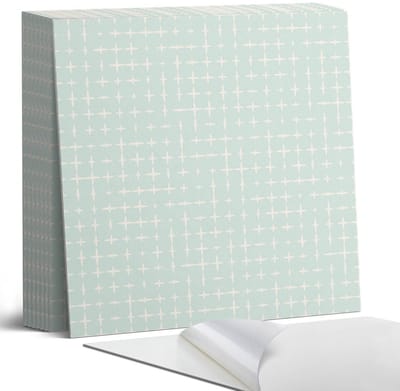 Coloray Plaktegels - Geometrie van lijnen en kruisen Portugese Tegels - 30 cm x 30 cm - Munt Plaktegels - 9 stuks - Vierkant PVC Tegels - Plaktegels Keuken - Zelfklevende Vloertegels - Vinyltegels Vloer Zelfklevend - Zelfklevende Tegels