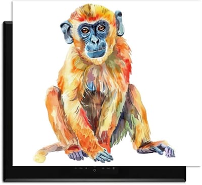KitchenArt - Colorful Monkey – Inductie Beschermer - 52x35 cm - Kookplaat Beschermer - Luxe Afdekplaat Inductieplaat - Anti-slip & Oprolbaar - Beschermmat Inductiekookplaat